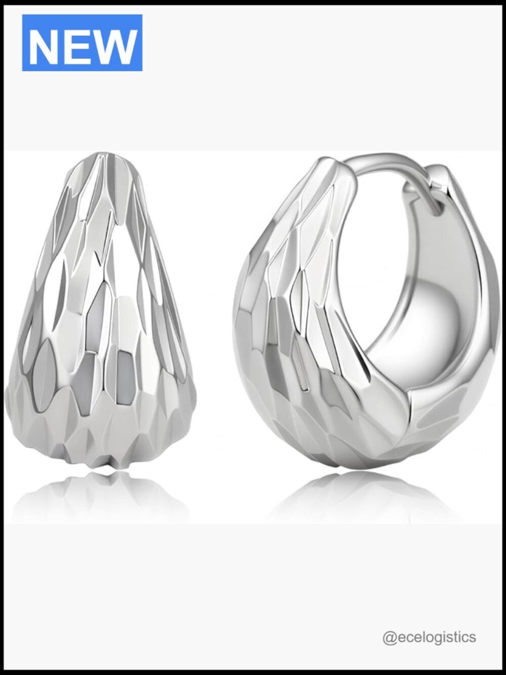 Chunky Hoop Earrings Sterling Silver Post Hypoallergenic Lightweight